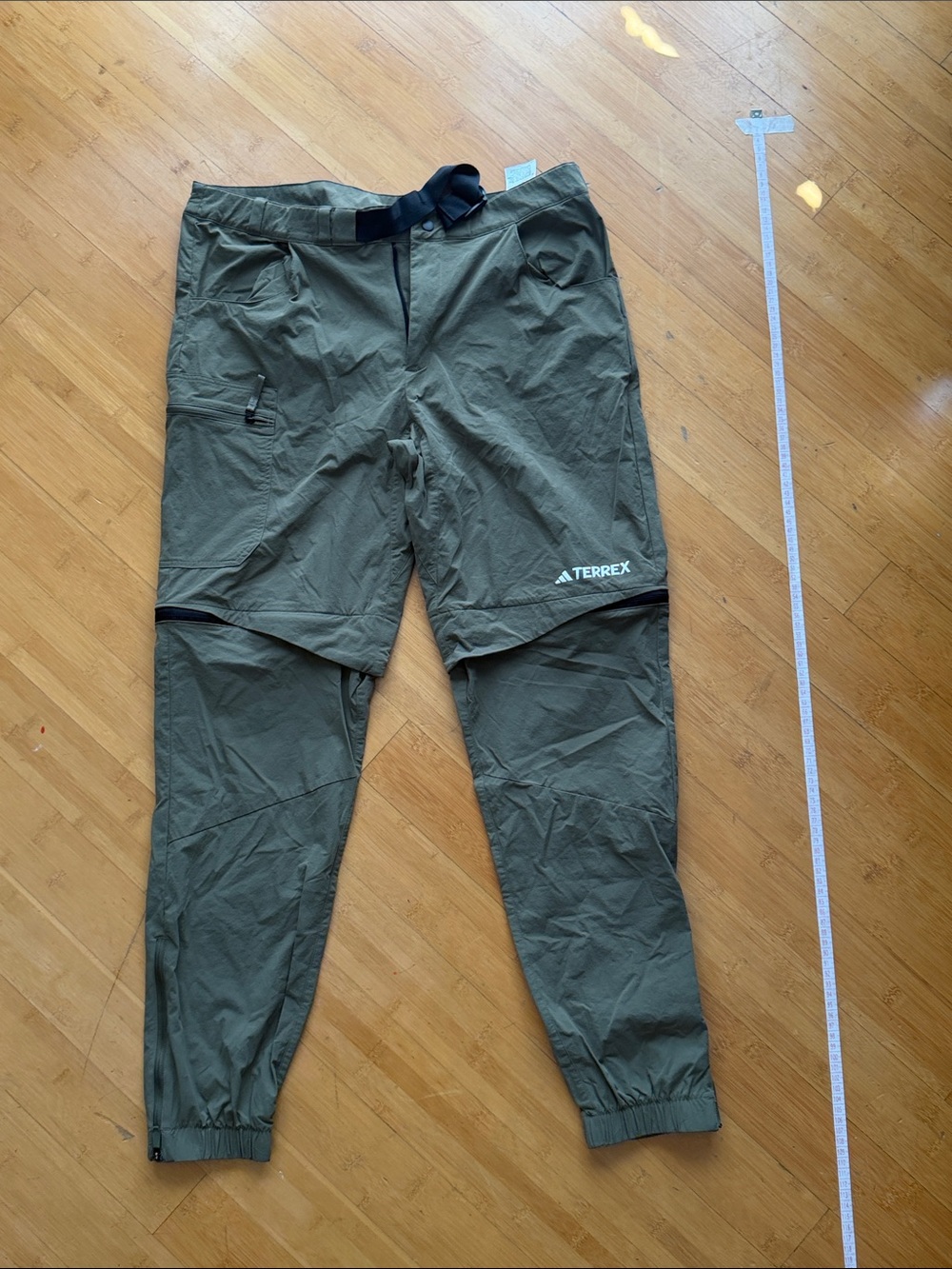 adidas Terrex Olive Convertible Zip-Off Hiking Joggers